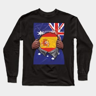 Spain Flag Australian Flag Ripped - Gift for Spanish From Spain Long Sleeve T-Shirt